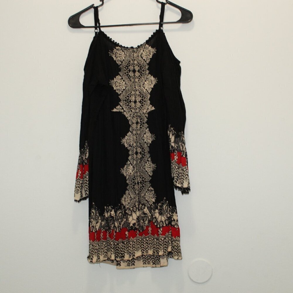 Angie Black Boho Cold Shoulder Dress Size Large - Picture 2 of 11